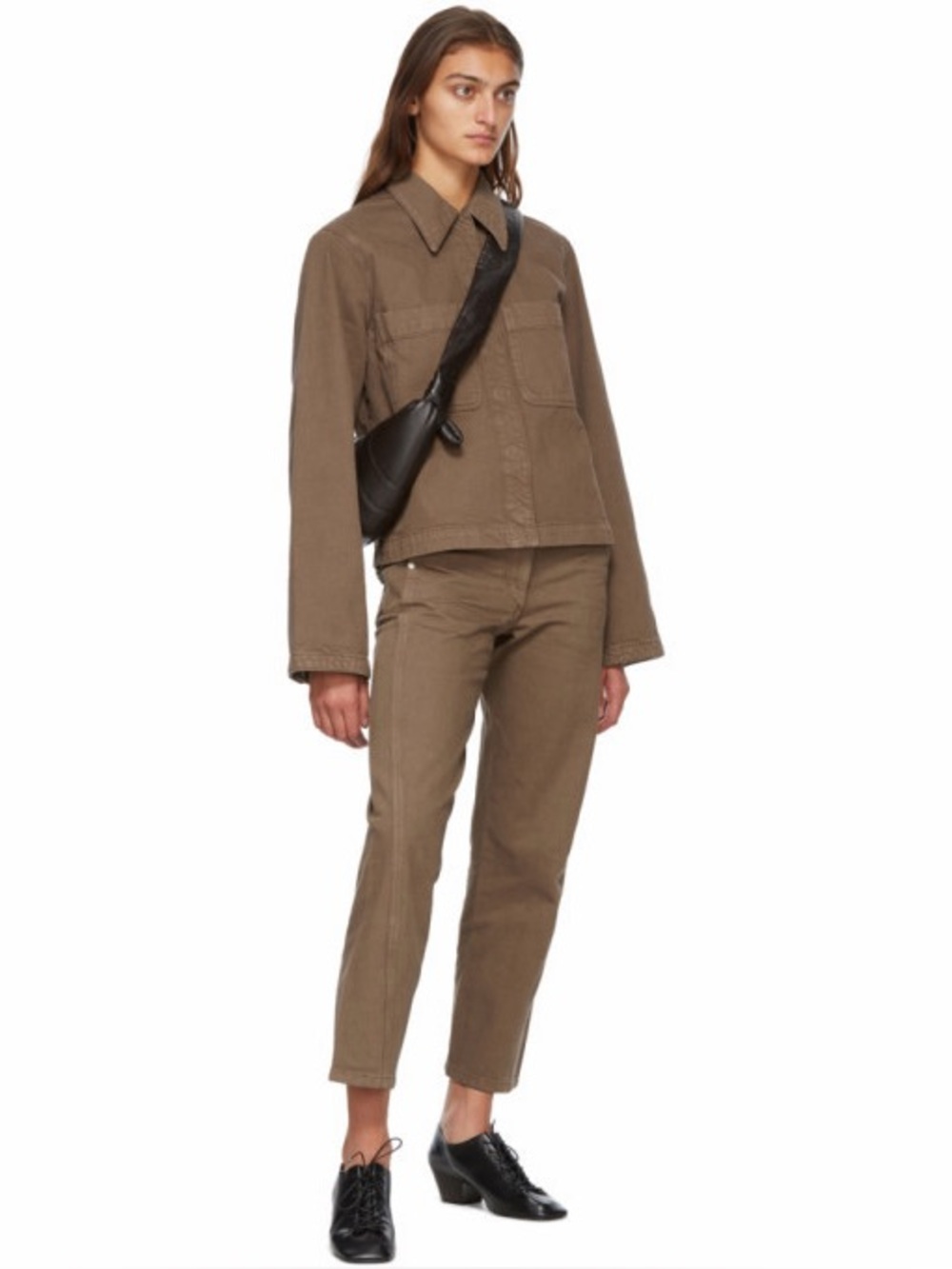 Lemaire 38 Tan Brown Twisted Jeans Carpenter Style